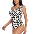 thumbnail image 3 of Yiaed Heart Leopard Print Women One Piece Swimsuits Tummy Control One Shoulder Bathing Suits Pattern Ruffle Swimwear-XX-Large, 3 of 8