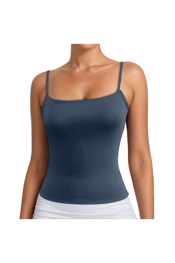 Camisole Tops for Women Sleeveless Backless Spaghetti Strap Tank Top Womens Tank Tops Athletic Basic Cami Shirts Women's Workout Tees and Tanks Navy XS