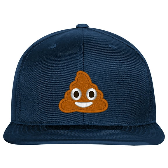 Embroidered POOP Face Text Image Logo-EM-0035-Navy
