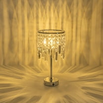 KAYYELAMP Battery Operated Lighting Crystal Shade Silver Metal Table Lamp Modern Style for Bedsides Sofa-Side Multi-Purpose Lighting Fixture