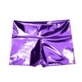 thumbnail image 4 of Glisme Leather Shorts For Women Metallic Rave Booty Dance Shorts Light Women Short Underwear Skinny Party Club Mini Shorts Purple, 4 of 4
