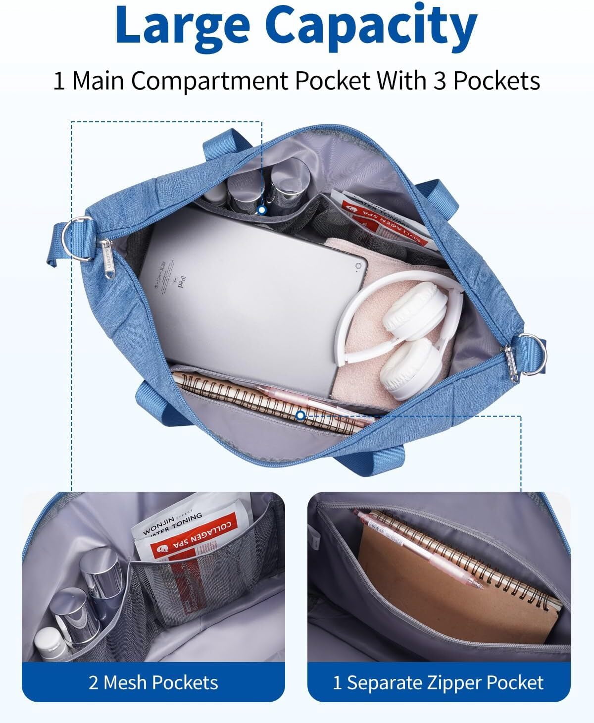 Travel Duffel Bag for Spirit Airlines Personal Item Bag 18x14x8 Underseat Carry on Cabin Bags Underseat, Expandable Weekend Overnight for Women Men