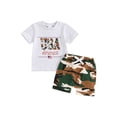 thumbnail image 2 of Aojekbee Toddler Boys Summer Shorts Sets Short Sleeve Letter Print Tops and Camouflage Drawstring Shorts Sets, 2 of 10