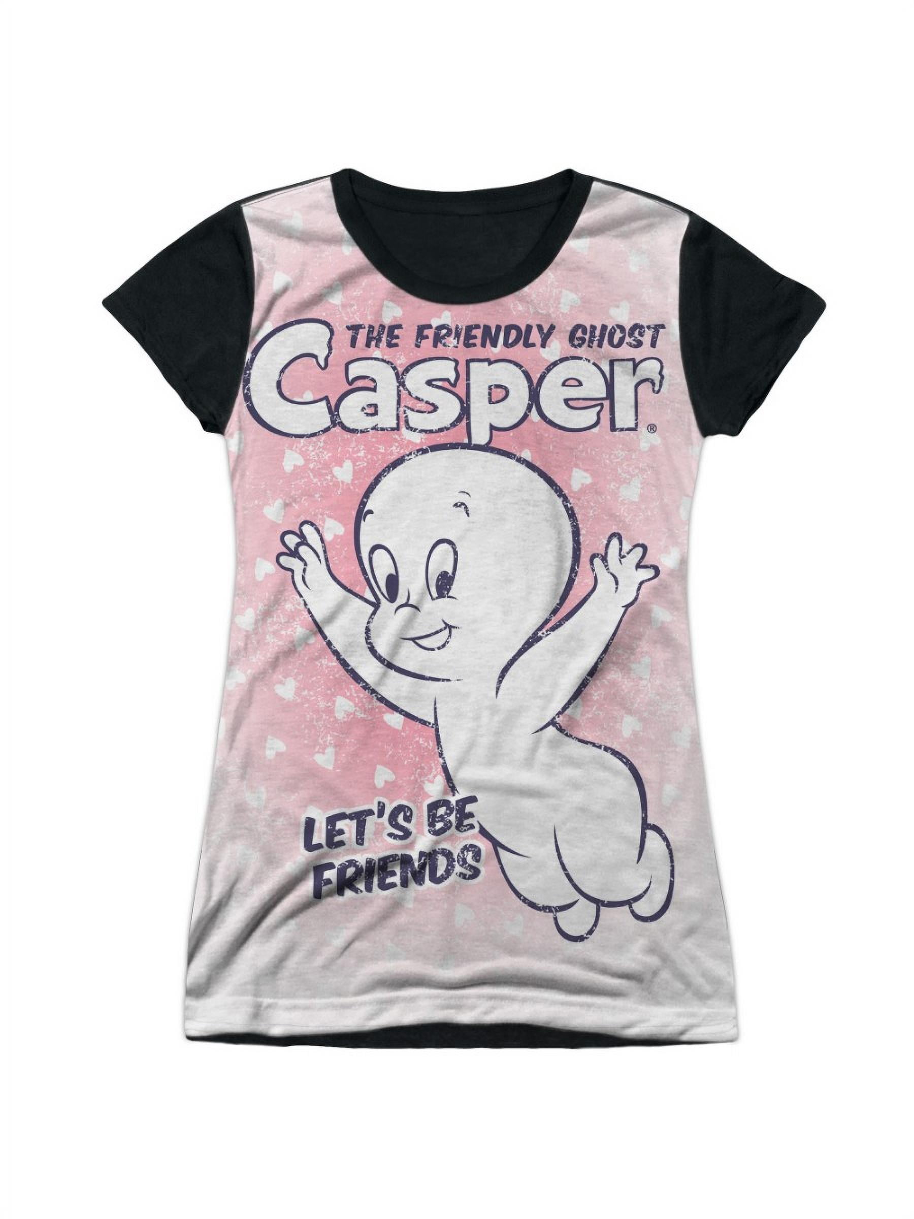 Casper The Friendly Ghost Cartoon TV Show Friends Juniors Black Back T-Shirt Tee