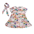thumbnail image 1 of XIMIN Robe Arc-en-Ciel Imprimée pour Filles Tout-Petits, Col Rond, Dessin Animé, Été, Plage, Fête, Robe d'Été Fluide avec Bandeau, Tenue Décontractée Mignonne (6-7 Ans, A), 1 of 9
