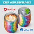 thumbnail image 4 of 12oz Stemless Wine Tumblers Yellow Tie Dye Spiral Pattern Vacuum Insulated Stainless Steel Travel Tumbler Cups Mug with Lid and Straw for Champaign,Cocktail,Beer with Cleaning Brush, 4 of 5