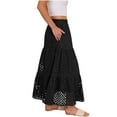 thumbnail image 4 of QATAINLAV Womens High Waisted Tiered Midi Skirts with Pockets Casual Loose Eyelet Hollow Out Boho Skirt Beach Vacation Clothes, Black, S, Mothers Day Gifts, 4 of 9