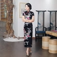 thumbnail image 2 of Robe Qipao Longue pour Femmes Multicolore Rétro Classique Style Chinois Imprimée Qipao Grande Taille Coupe Ajustée Robe, 2 of 7