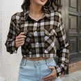 thumbnail image 3 of JYnXIANTI Womens Cropped Jacket Casual Fashion Long Sleeve Shackets Plaid Button down Fall Shirts Coats with Pockets, 3 of 5