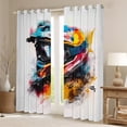 thumbnail image 2 of Feelyou Cartoon Motorcycle Curtains Pack of 2 (42x84 Each) for Kids, White Orange Watercolor Curtains Blackout, Modern Sport Lover Bedroom Curtains, Curtains and Drapes Room Decor, 2 of 6
