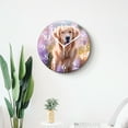 thumbnail image 4 of Non-Ticking Silent Clock Battery Operated Analog Clcok Round Wall Clocks Decorative for Living Room-Golden Retriever Dog Flower Painting(14inch), 4 of 4