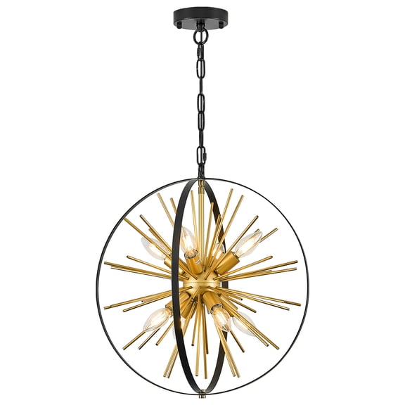 Black and Gold 18" Globe Sputnik Chandelier 8-Light  Mid Century Ceiling Firework Pendant Light Fixture for Hallway Entryway Bedroom Kitchen Dining Living Room