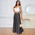 thumbnail image 2 of KDDYLITQ Satin Skirts for Women Silk Solid Color Maxi Skirt Pleated Hem Basic Elegant Skirt Casual 2025 Long Skirts with Pocket Dark Gray M, 2 of 6