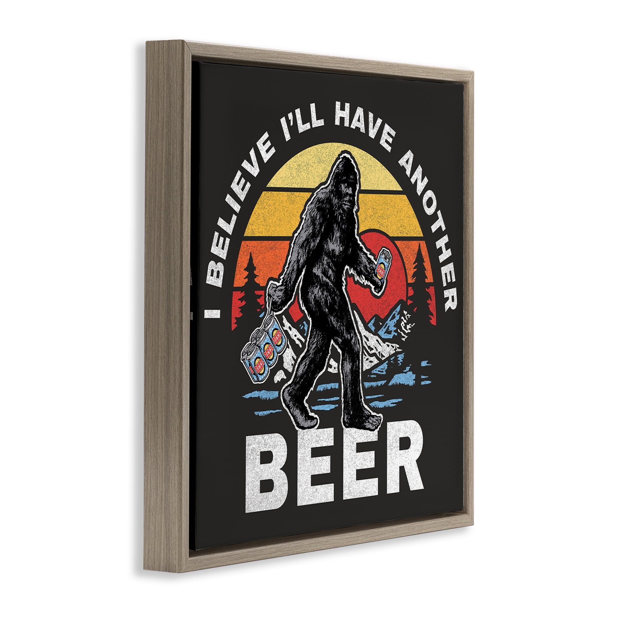Stupell Industries Another Beer Monster Novelty Painting Brown Floater Framed Art Print Wall Art, 18 x 18