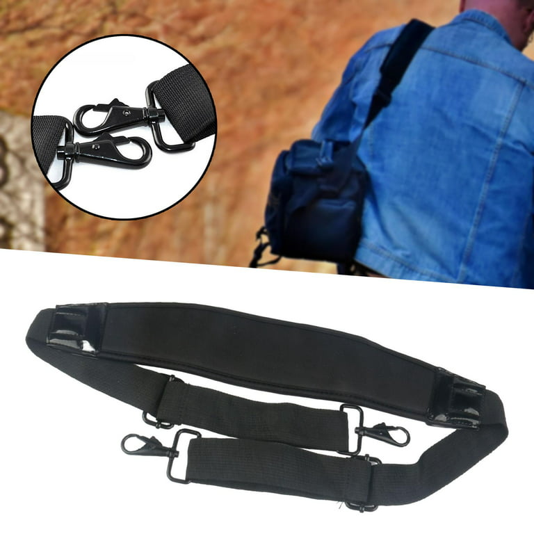 Universal Shoulder Strap/ Black Adjustable with Metal Hooks 57 inch Padded  Thick 