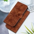 thumbnail image 2 of For iPhone 16 Plus 6.7" lily Embossed Strong Magnetic Attachment/Closure, Card Slots/Pocket, PU Leather Flip Wallet Case ﻿,Brown,For iPhone 16 Plus, 2 of 7