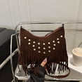 thumbnail image 5 of XINXIAOO Women's Retro Messenger Bag with Fringe & Studs, Casual Crossbody Shoulder Purse for Daily Use, 5 of 6