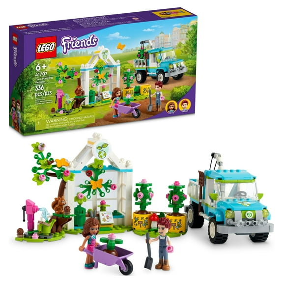 LEGO Friends Tree-Planting Vehicle 41707 Flower Garden Building Set with Toy Car, Olivia Mini-Doll and Animal Figures, Nature Inspired Summer Set
