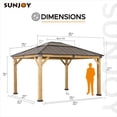 thumbnail image 4 of Sunjoy Aylin Outdoor Patio 11 ft. x 13 ft. Cedar Framed Gazebo with Brown Steel and Polycarbonate Hip Roof Hardtop, 4 of 13