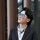 thumbnail image 3 of Gafas de sol clásicas siamesas de una pieza, negras, bonitas, sin montura, diseño retro elegante para mujeres y hombres, 3 of 4