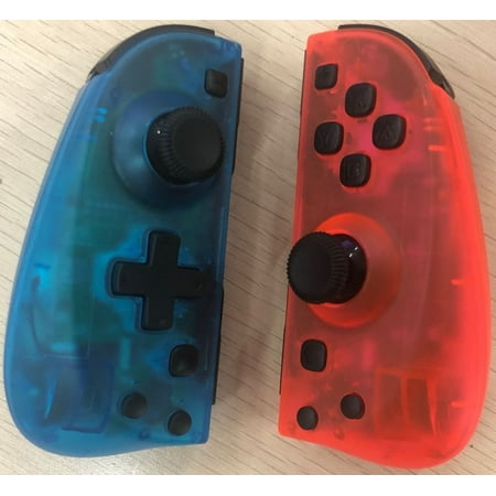 Motion Controllers pair with a USB Type-C Charging Cable & Joy-Con Alternative compatible with Nintendo Switch - Clear Blue Red