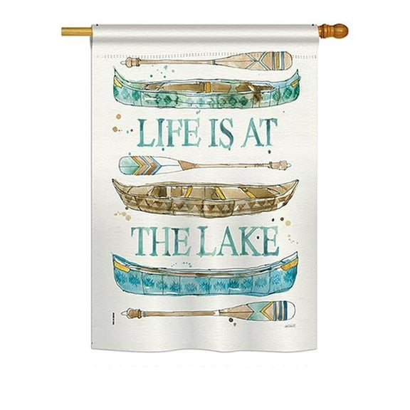 Breeze Decor BD-OU-H-109071-IP-BO-DS02-US 28 x 40 in. Life At The Lake Nature - Everyday Outdoor Impressions, Decorative Vertical House Flag
