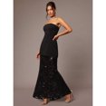 thumbnail image 5 of Black Strapless Sequined Lace Maxi Dress With Flared Hem, Elegant Formal Evening Gown For Weddings And Parties, 5 of 7