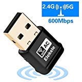 Elekele Wifi Adapter 600mbps Wireless Usb Network Adapter 802 11ac Dual Band 2 4g 5g With Wps Function For Desktop Laptop Pc Support Windows