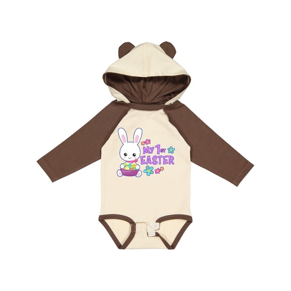 Inktastic My 1st Easter with Bunny and Easter Basket Girls Long Sleeve Baby Bodysuit