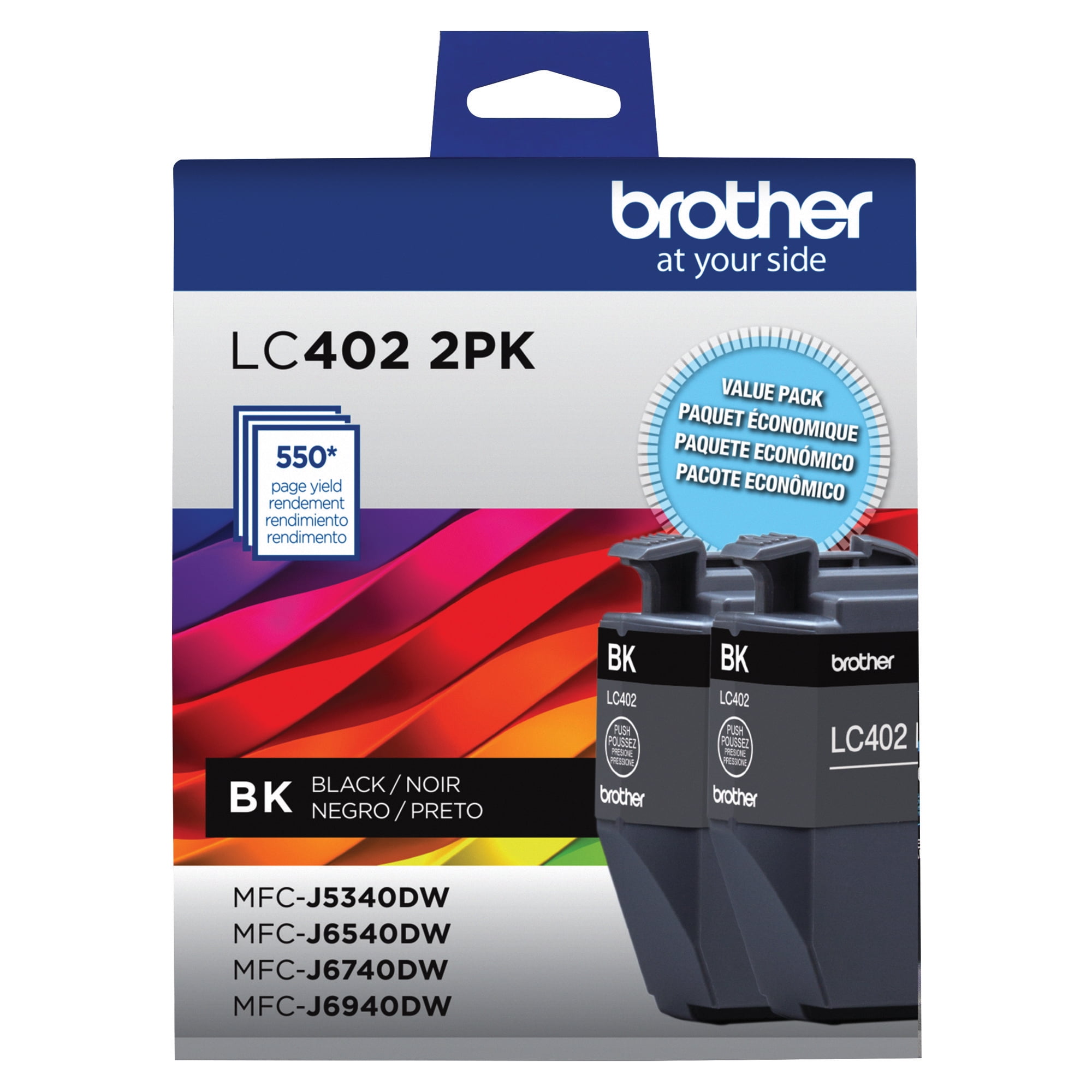 Brother Genuine LC402 2-Pack of Standard Yield Black Printer Ink Cartridges -