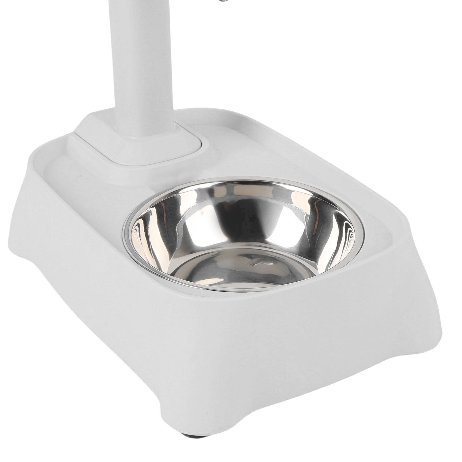 Riousery 500ml / 16.9 oz Pet Standing Water Dispenser with Stainless Steel Bowl, Height Adjustable Automatic Feeder for Cats and Dogs, Elegant Gray