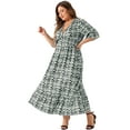 thumbnail image 3 of DARING DIVA Women's Plus Size Bell Sleeve Ruffled Hem Boho A Line Dress 2X Black, 3 of 6