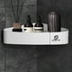thumbnail image 1 of Organizador de esquina para baño | Estante de plástico de un nivel para lavabo | Estante de tocador resistente al agua, blanco y azul | Estante esquinero que ahorra espacio para cosméticos y, 1 of 5