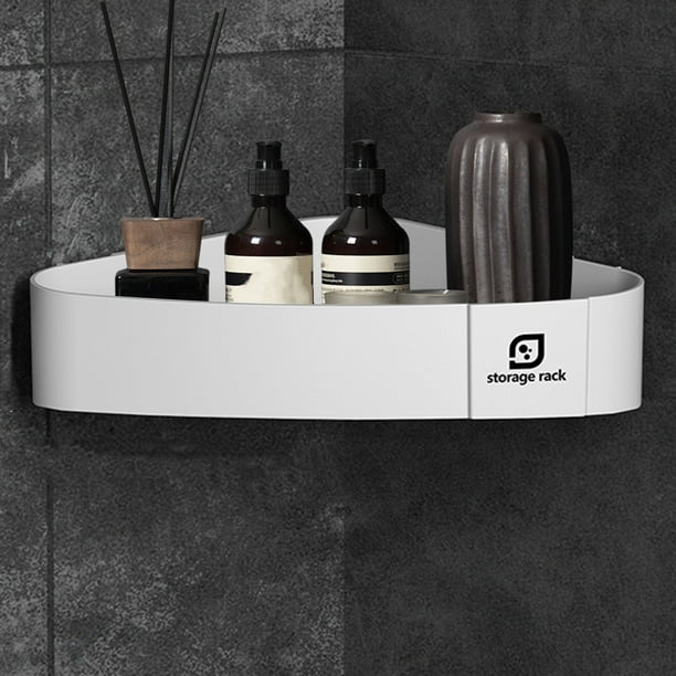 Organizador de encimera de baño en esquina - Estantería de plástico de 1 nivel para lavabo, blanca o azul, 10,39x6,49x2,75 in