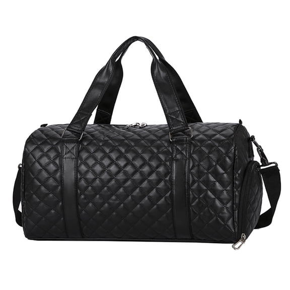 Leather Travel Duffel Bag, Large Capacity Weekend Overnight Carry On Tote with Adjustable Shoulder Strap for Business Trips and Gym Sessions 18.1in