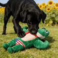 thumbnail image 4 of Soft Squeaky Crocodile Dog Toy | Interactive Plush Toy for Small/Medium Dogs & Puppies, Tug-of-War & Mental Stimulation,Dark Green 7, 4 of 5