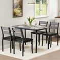 thumbnail image 4 of Modern 5-Piece Dining Table Set for 4, Space-Saving Metal & Wood Design with Cushioned Seats, Chamfered Edge – Perfect for Apartments, Small Spaces, Breakfast Nook – Multiple Color Options, 4 of 8