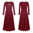 thumbnail image 6 of Zaldita Kids Girls Praise Dance Dress Long Sleeve Liturgical Lyrical Robe Worship Church Maxi Swing Skirt Dancewear Burgundy 16, 6 of 7