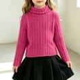 thumbnail image 4 of BXJX Girls Knit Sweaters, Casual Turtleneck Long Sleeve Warm Fall Pullover Tops Hot Pink Size 13-14 T, 4 of 6