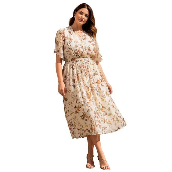 Roaman's Women's Plus Size Striped Lurex Midi Dress