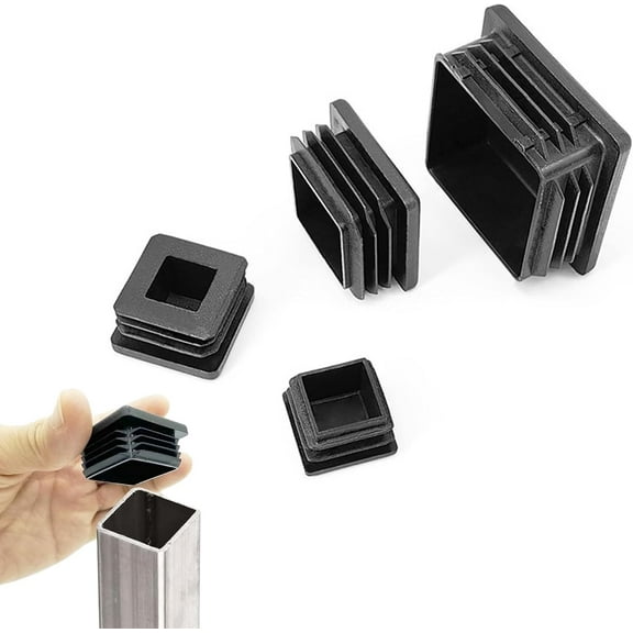 Square Tubing End Caps/Plastic Plugs/End Caps/Plastic Plugs for Square Tubing/Black Plastic Square Plugs/Cap Plug for Fences,Protection Table Chair Furniture Legs 4pcs 19×19mm/0.75″×0.75″