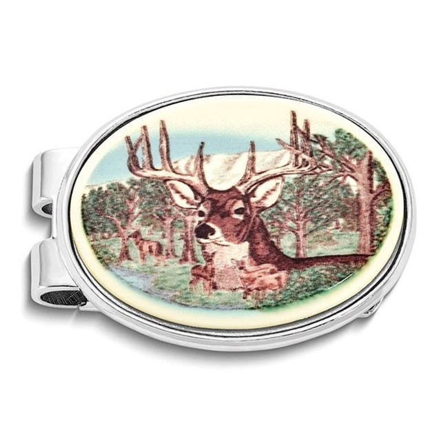 Pince à Billets Ovale Portrait de Cerf pour Hommes