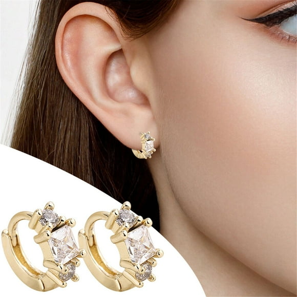 Lightweight Big Hoop Earrings for Women Women's Stud Alloy Earrings Small Hoop Earrings 14K Gold Plated Flat Back Cartilage Earrings for Women Men Warehouse Sale Clearance