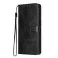 thumbnail image 2 of For Samsung Galaxy A56 5G 6.7" Flower Embossed Buckle Case, Card Slots/Pocket, PU Leather Flip Wallet Case With Short Wrist Strap,Black,For Galaxy A56 5G, 2 of 7
