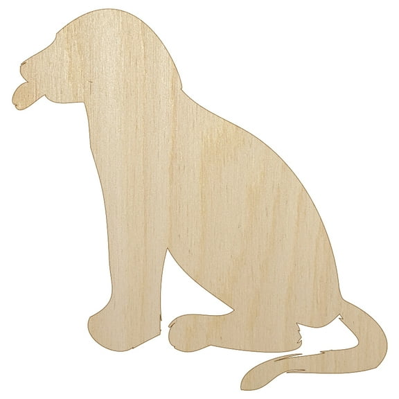 Dog Puppy Tongue Out Sitting Wood Shape Unfinished Piece Cutout Craft DIY Projects - 4.70 Inch Size - 1/8 Inch Thick