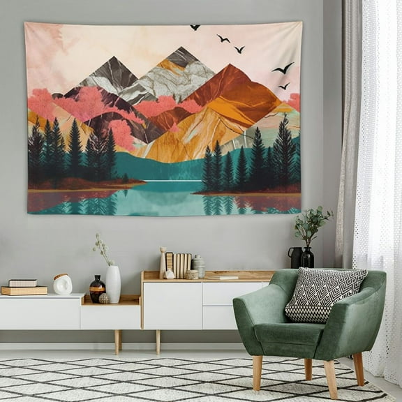 PRATYUS Sunset Tapestry Forest Tree Tapestry Nature Landscape Tapestry Wall Hanging Tapestry for Bedroom Decor-60x40 Inch 60x40in