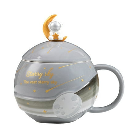 

Kids Ceramic Mugs 420Ml Planet Gift Drinkware Space Walk Cute Water Tea Cup with Lid Astronaut Coffee Mug -3