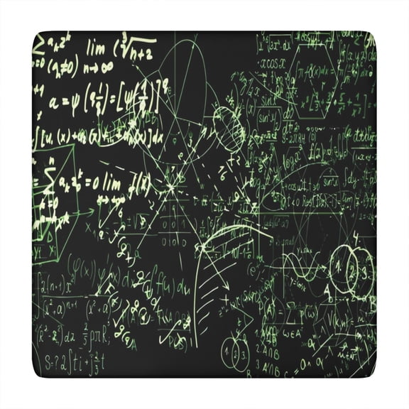 Math Equations Glowing Green Pattern Square Fitted Tablecloth with Elastic Edge,Square Table Cover,Washable Elastic Table Cover for Home Kitchen Party Decor 34"x34"