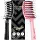 thumbnail image 1 of wonima11 Hair Brush, Detangling Hairbrush Boar Bristle Curved Vented Hair Brush for Women Men Kids Curly Thick Long Short Wet or Dry Hair, Faster Blow Drying(2Pack, Black&Pink), 1 of 1