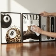 thumbnail image 4 of 3Pcs Trendy Leopard Wall Art Preppy Aesthetic Stylish Leopard Painting Picture Wall Decor Funky Lucky 8 Ball Cheetah Poster Print Artwork for Bedroom Living Room Bathroom Home Decoration Unframed, 4 of 7